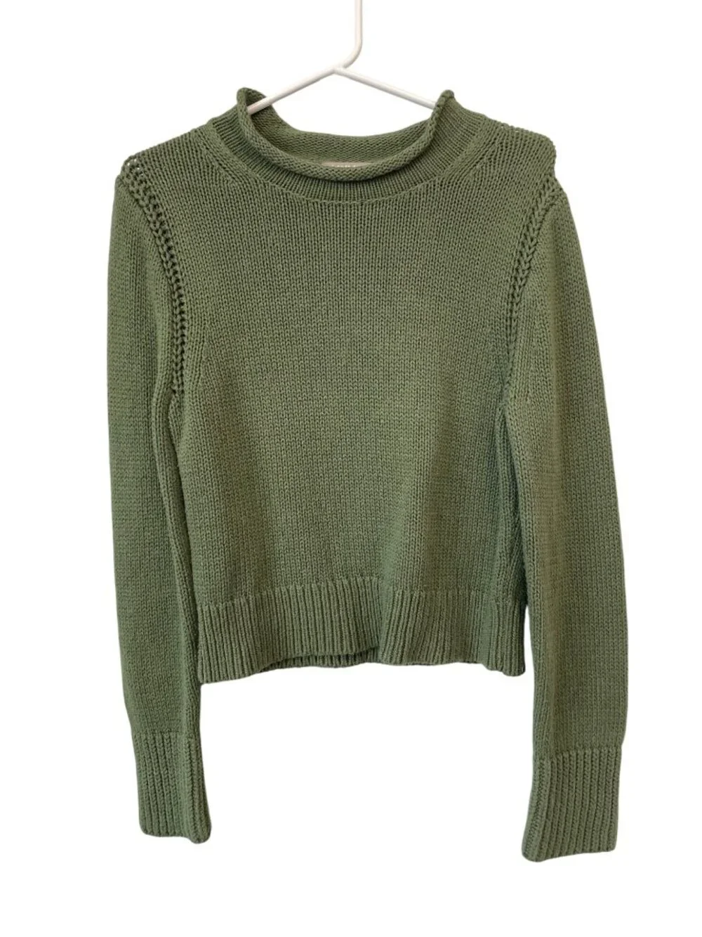 J. Crew Sweater Medium Long Sleeve Pullover Olive Green Cotton Comfort Knitwear